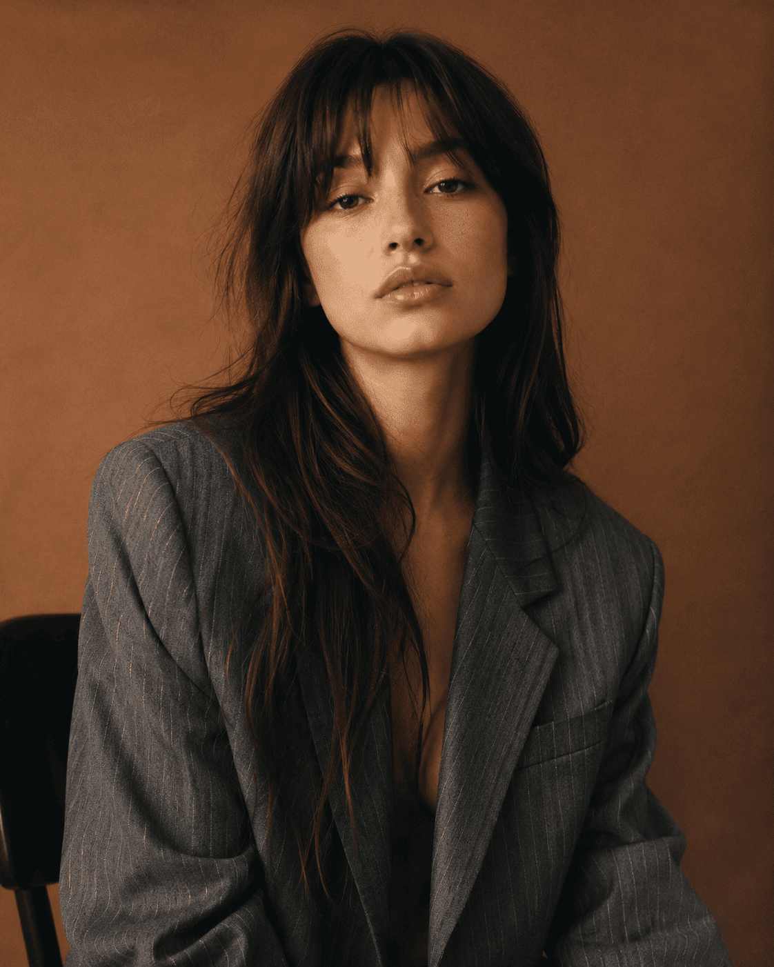 Cinematic Analog Studio Portrait with 90s Editorial Aesthetic