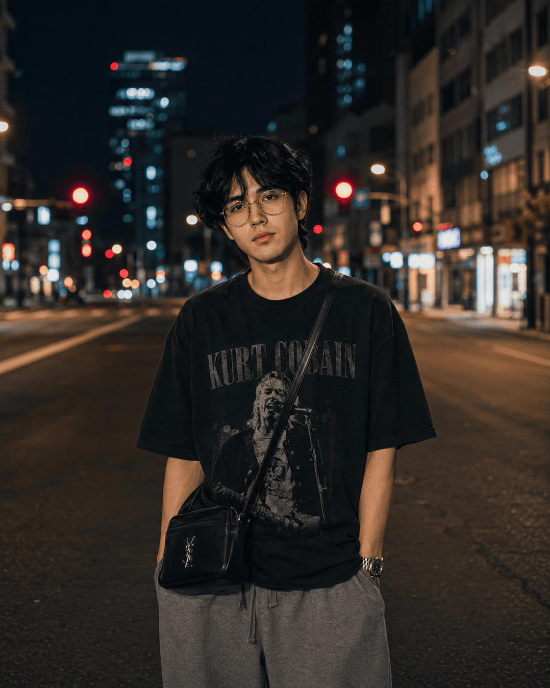 Cinematic Night Street Portrait with Luxury Urban Editorial Style