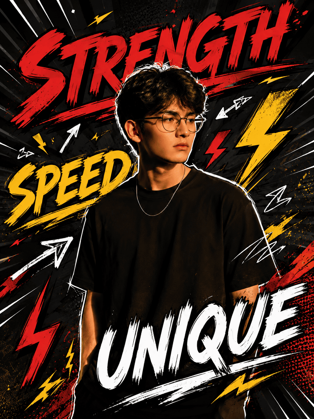 Dynamic Sports Poster Portrait with Bold Typography | AI Editing Prompt