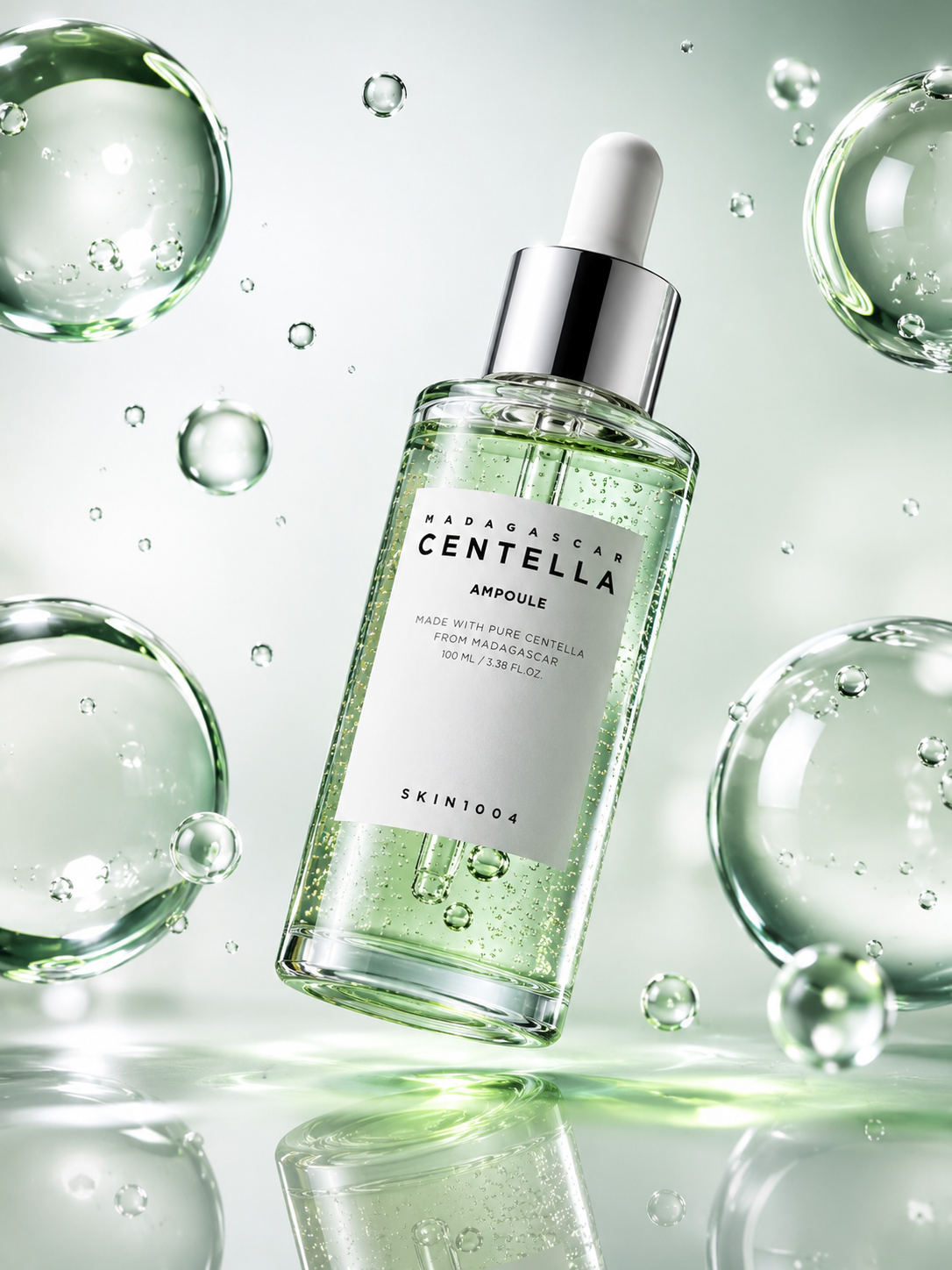 Luxury Green Botanical Essence Serum Advertisement Prompt | Premium K-Beauty Product Photography